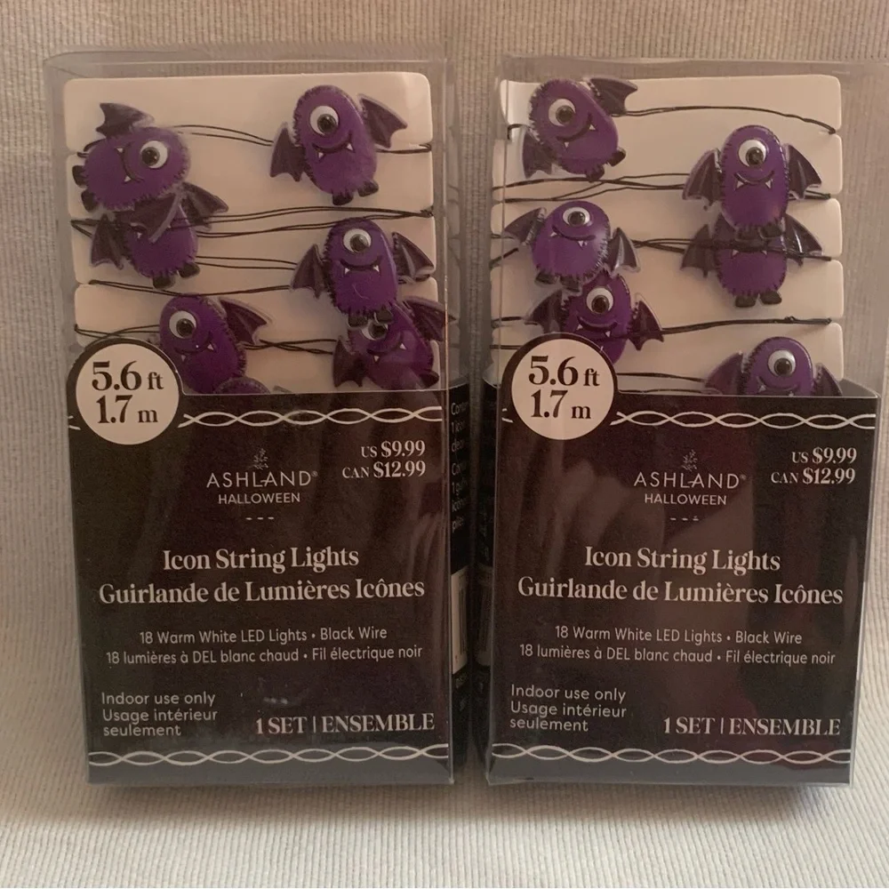 NIB LED Ashland Purple Bat and Monster String Lights